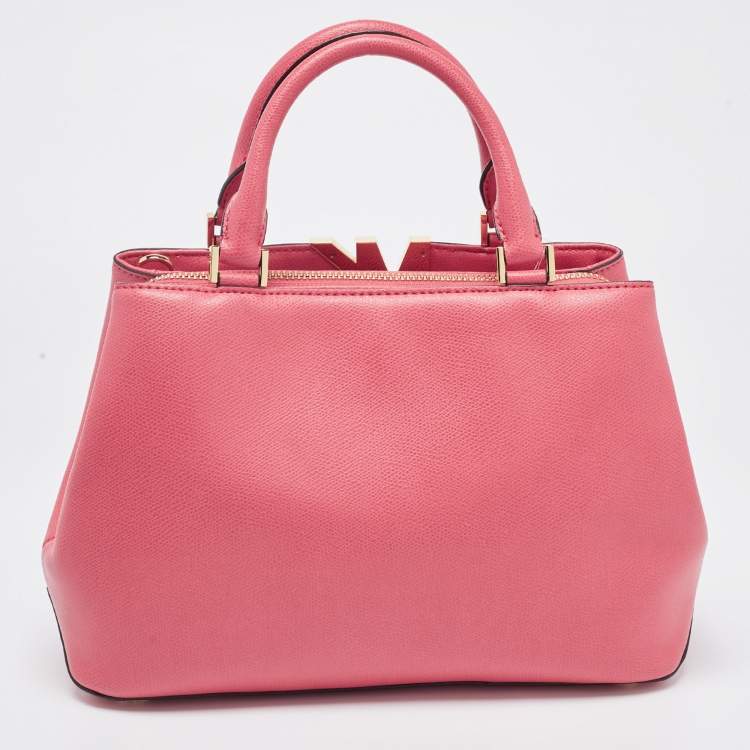 Pre Owned MICHAEL Michael Kors Coral Pink Leather Medium Florence Satchel