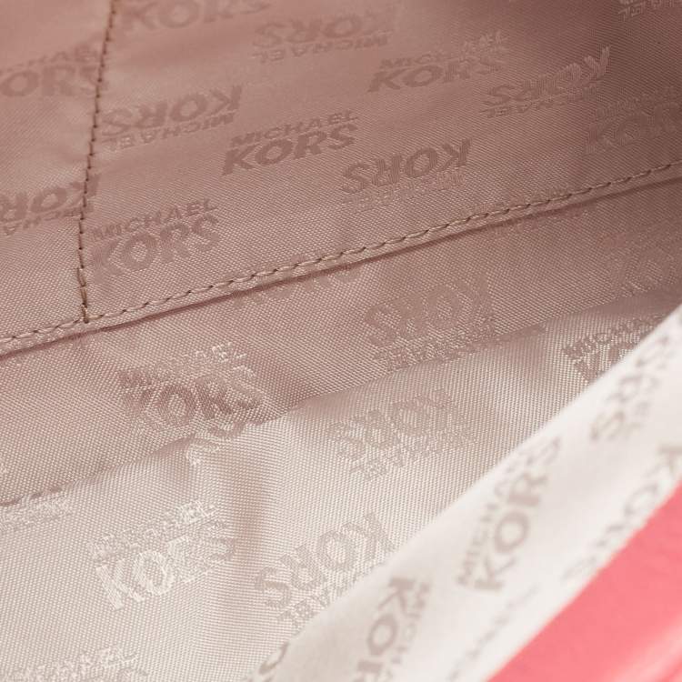 Pre Owned MICHAEL Michael Kors Coral Pink Leather Medium Florence Satchel