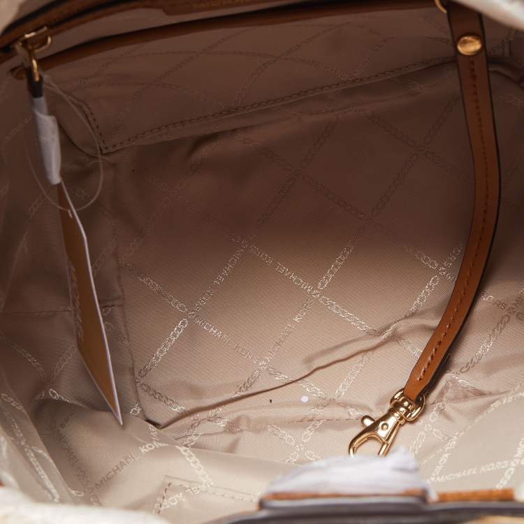 Pre Owned Michael Kors Brown Signature Coated Canvas Medium Alanis Bucket Bag