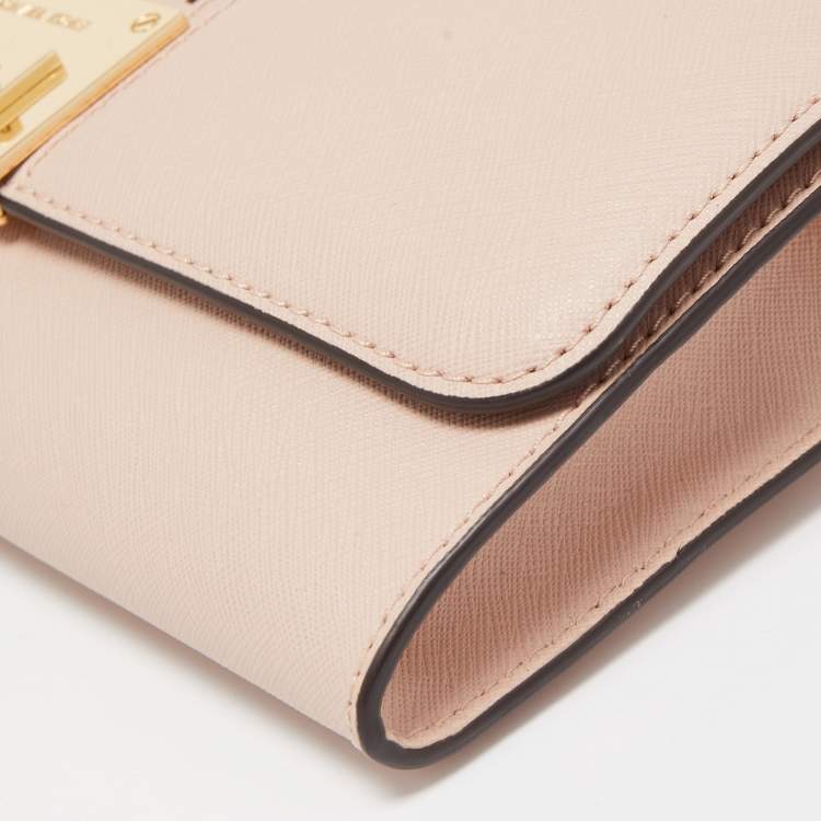 Pre Owned MICHAEL Michael Kors Dusty Pink Leather Studded Tina Ballet Clutch Bag