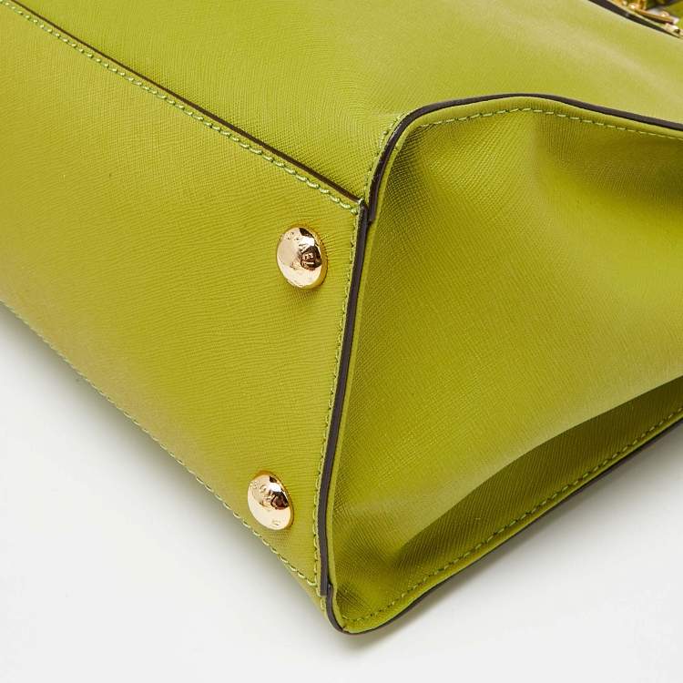 مملوكة مسبقًا MICHAEL Michael Kors Green Leather Large Hamilton North South Tote with Wallet