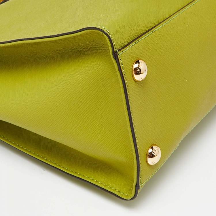مملوكة مسبقًا MICHAEL Michael Kors Green Leather Large Hamilton North South Tote with Wallet