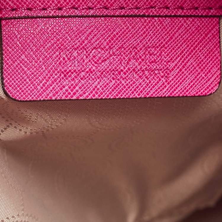 Pre Owned MICHAEL Michael Kors Pink Leather Studded Large North South Hamilton Tote