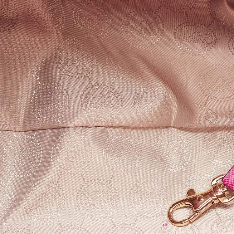 Pre Owned MICHAEL Michael Kors Pink Leather Studded Large North South Hamilton Tote
