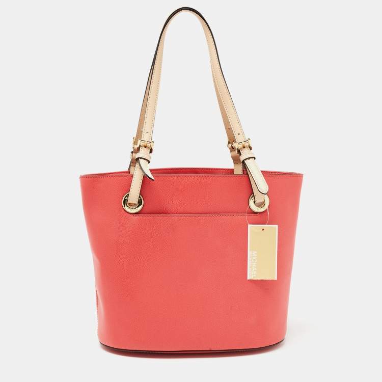مملوكة مسبقًا MICHAEL Michael Kors Watermelon Leather Medium Jet Set Tote