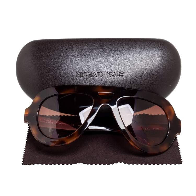 Pre Owned MICHAEL Michael Kors Brown Havana Marisa Aviator Gradient Sunglasses