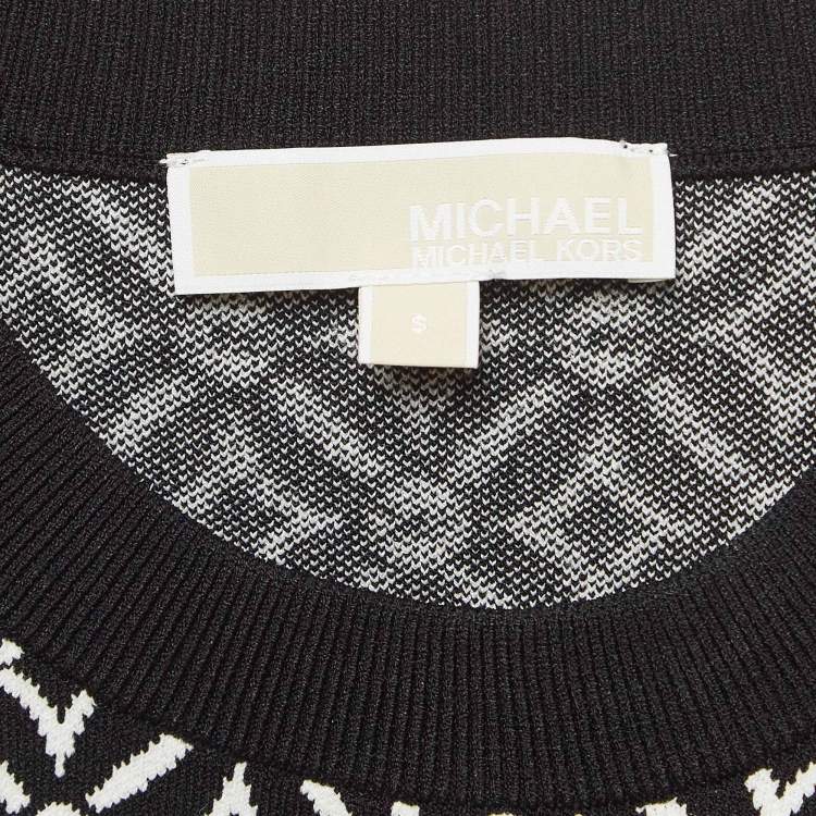 Pre Owned MICHAEL Michael Kors Monogram Patterned Knit Crop Top S