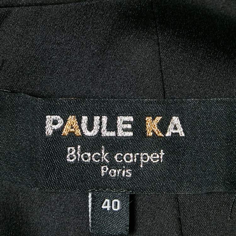 Pre Owned Paule Ka Green/Black Silk Asymmetric V-Neck Gown S