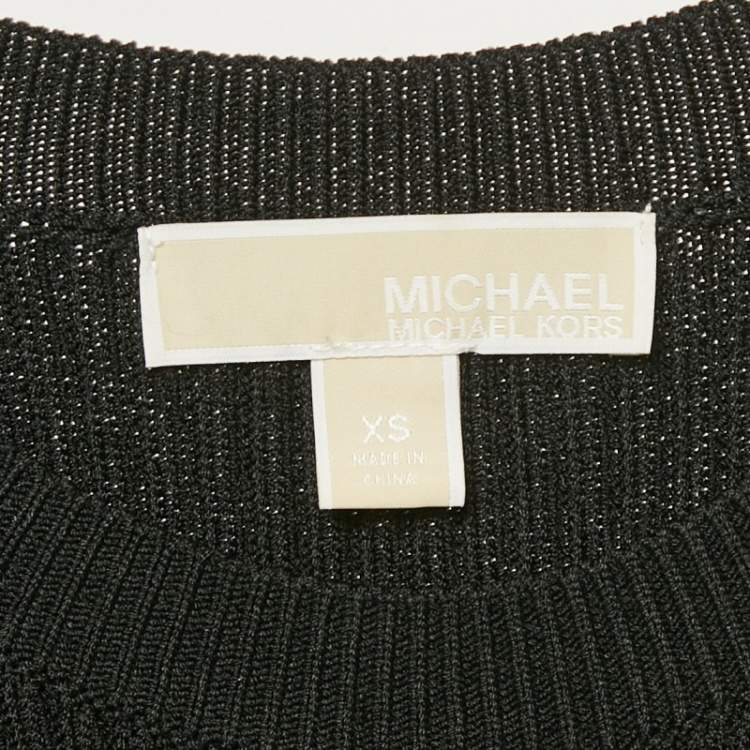 Pre Owned MICHAEL Michael Kors Black Rib Knit Bodycon Dress XS