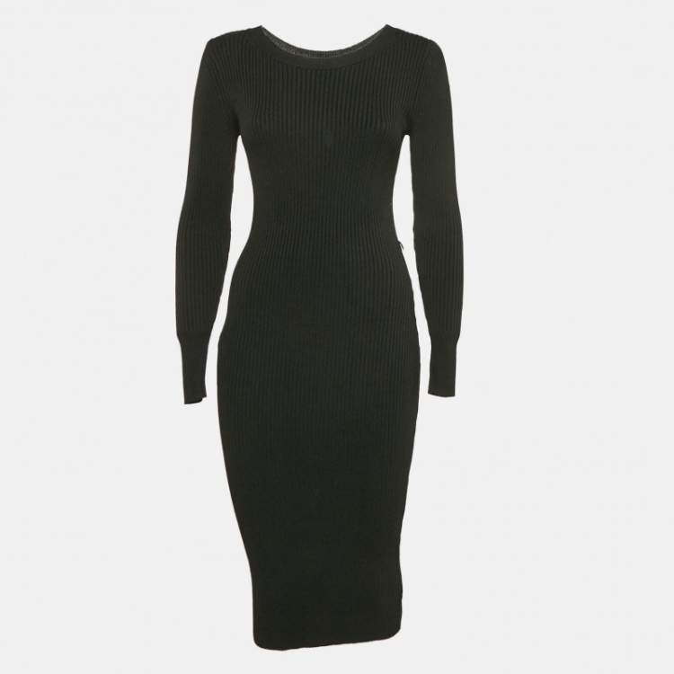 Pre Owned MICHAEL Michael Kors Black Rib Knit Bodycon Dress XS