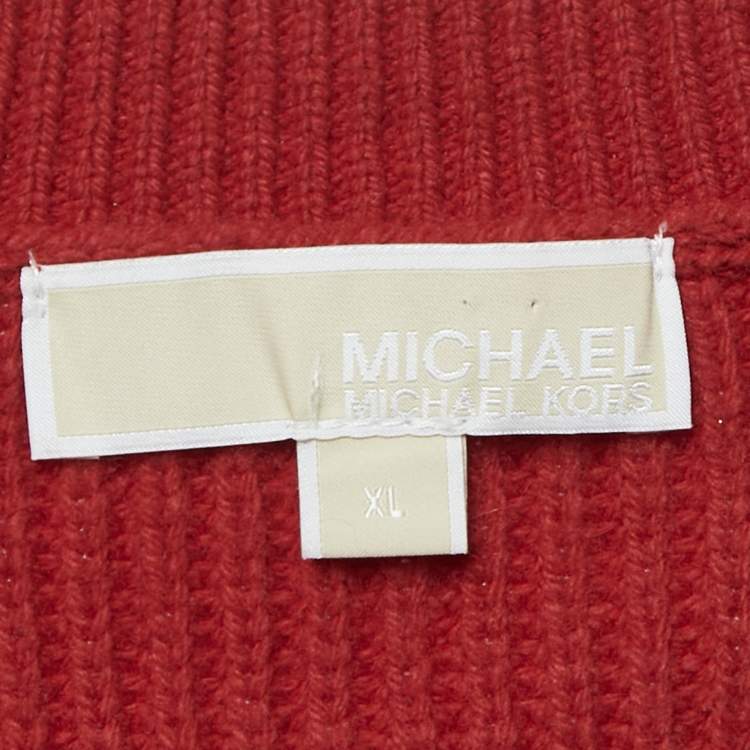Pre Owned MICHAEL Michael Kors Red Rib Knit Jumper XL