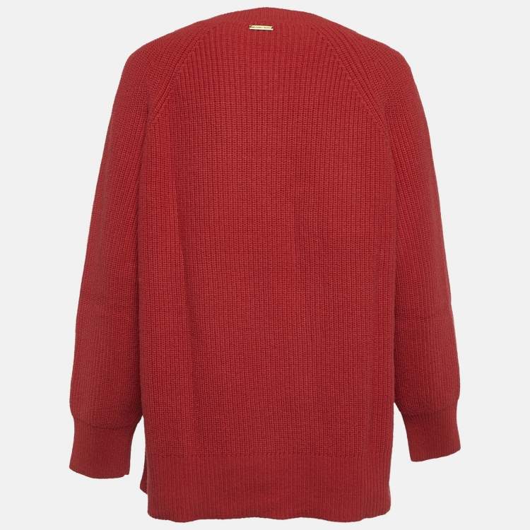 Pre Owned MICHAEL Michael Kors Red Rib Knit Jumper XL