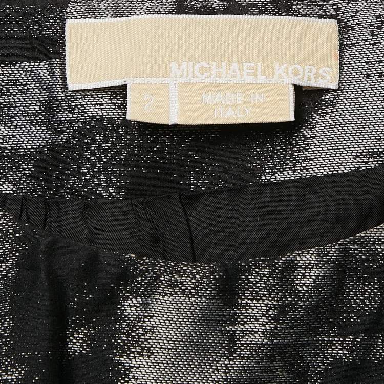Pre Owned Michael Kors Black/Grey Abstract Jacquard Tunic Top S