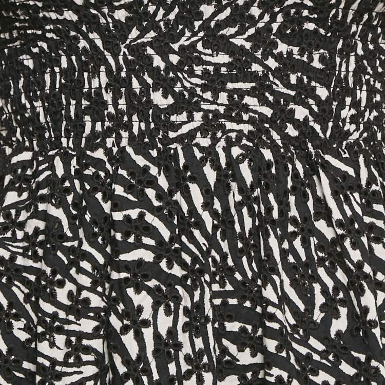 Pre Owned MICHAEL Michael Kors Black Broderie Anglaise Cotton Smocked Mini Dress XXS
