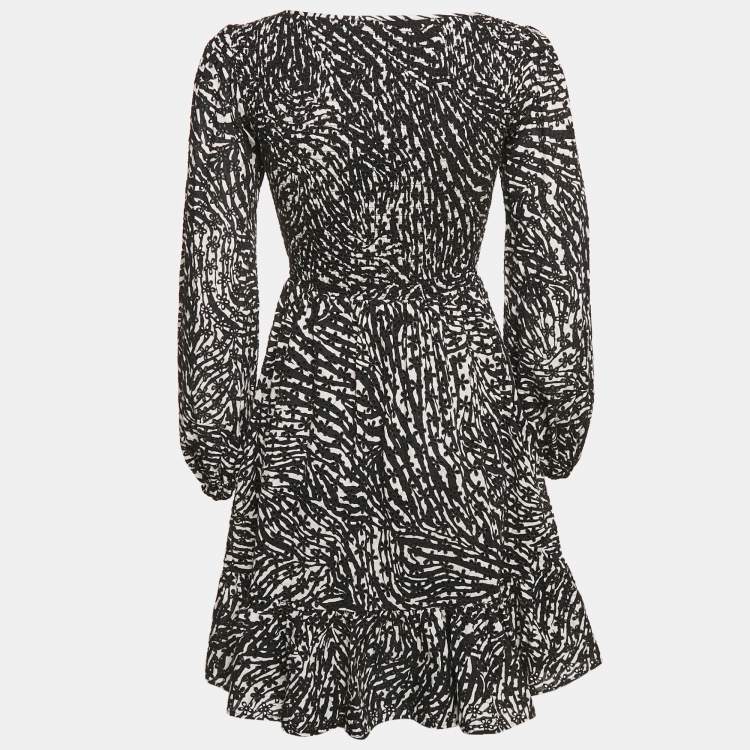 Pre Owned MICHAEL Michael Kors Black Broderie Anglaise Cotton Smocked Mini Dress XXS
