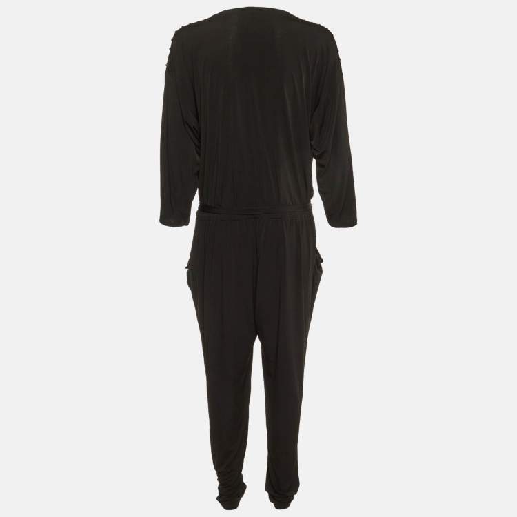 Pre Owned MICHAEL Michael Kors Black Jersey Studded Jumpsuit XL