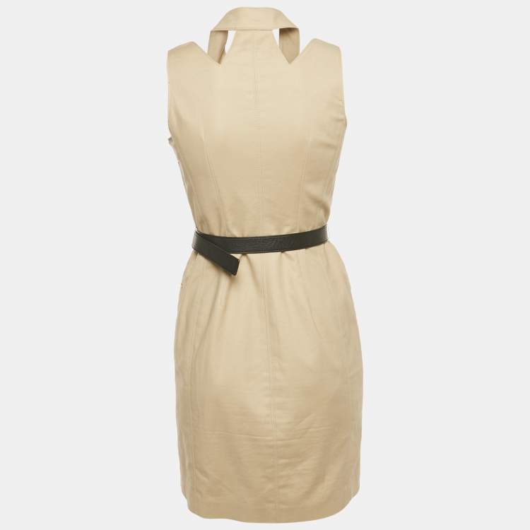 Pre Owned MICHAEL Michael Kors Beige Cotton Belted Mini Dress XS