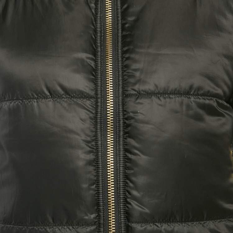 Pre Owned MICHAEL Michael Kors Black/Gold Metallic Logo Ciré Reversible Puffer Jacket XS