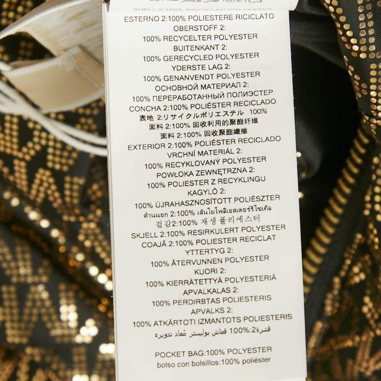 Pre Owned MICHAEL Michael Kors Black/Gold Metallic Logo Ciré Reversible Puffer Jacket XS