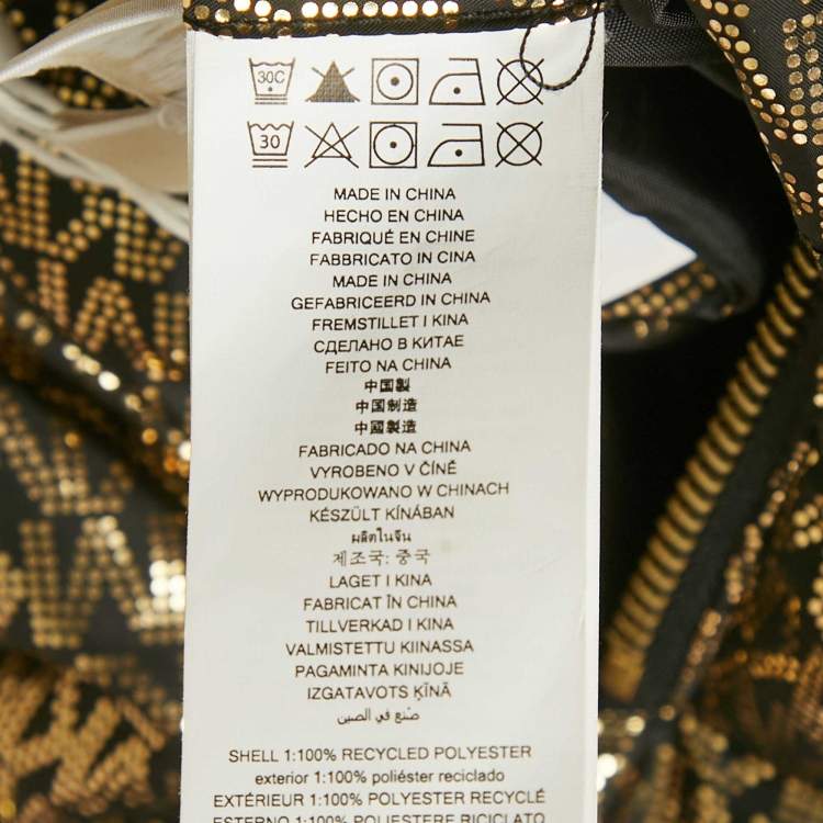 Pre Owned MICHAEL Michael Kors Black/Gold Metallic Logo Ciré Reversible Puffer Jacket XS