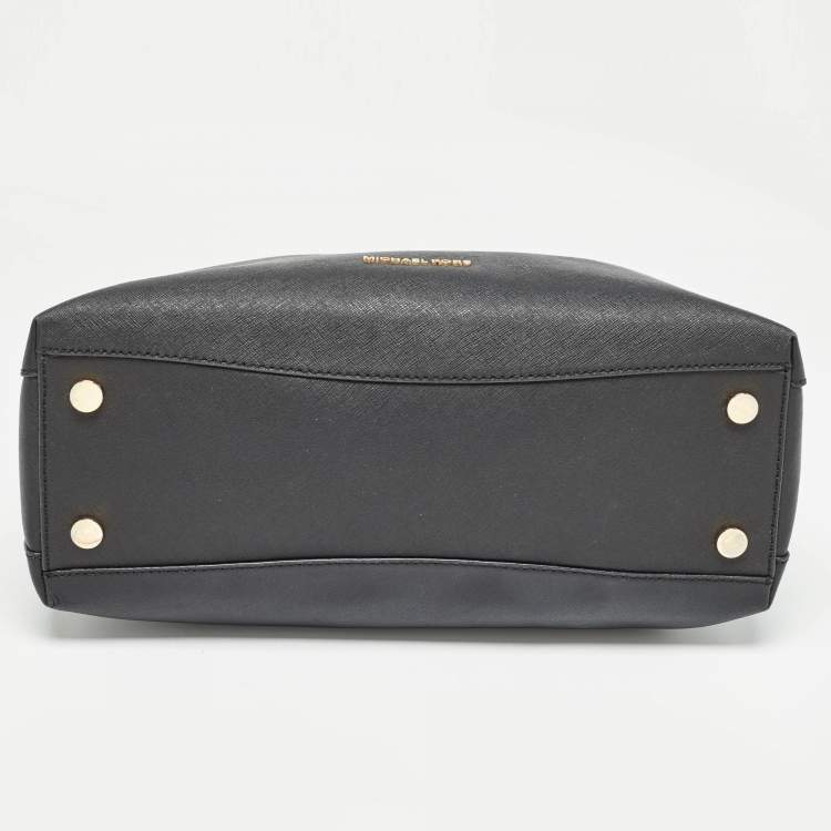 Pre Owned MICHAEL Michael Kors Black Saffiano Leather Portia Top Handle Bag