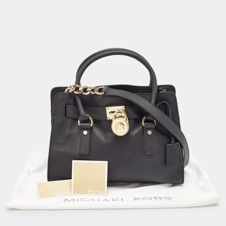Pre Owned MICHAEL Michael Kors Black Leather Medium Hamilton East West Satchel