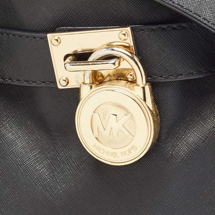 Pre Owned MICHAEL Michael Kors Black Leather Medium Hamilton East West Satchel