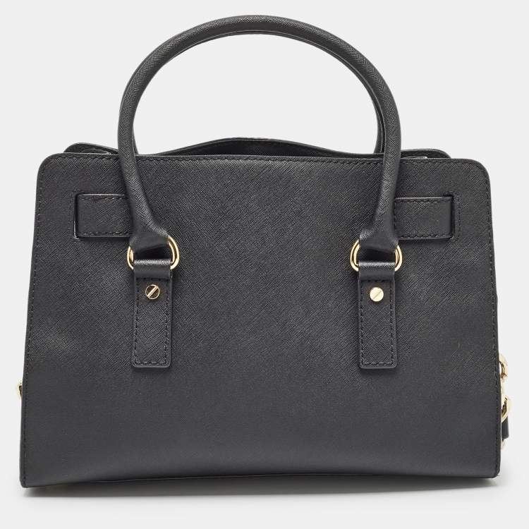 Pre Owned MICHAEL Michael Kors Black Leather Medium Hamilton East West Satchel