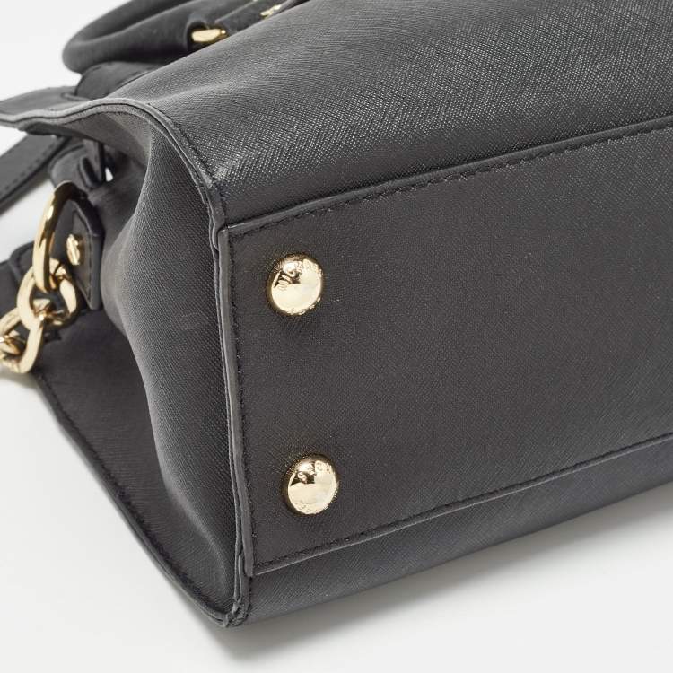 Pre Owned MICHAEL Michael Kors Black Leather Medium Hamilton East West Satchel