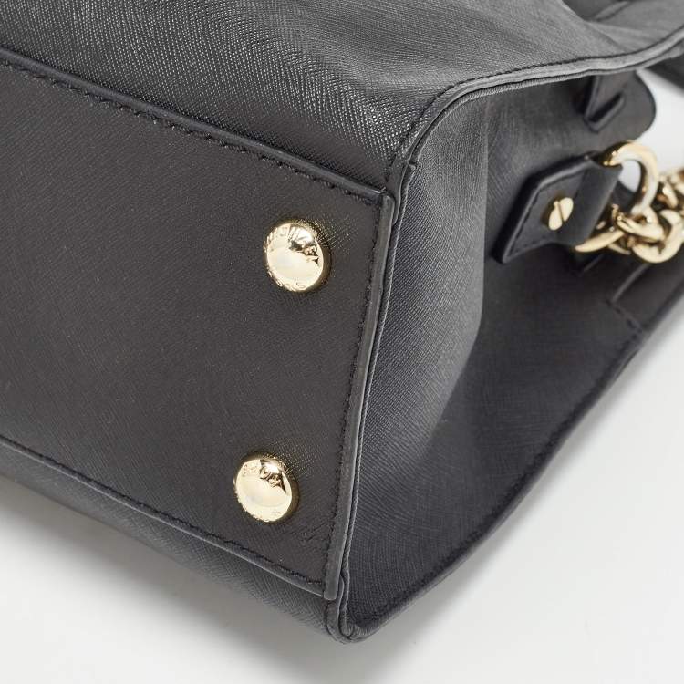 Pre Owned MICHAEL Michael Kors Black Leather Medium Hamilton East West Satchel