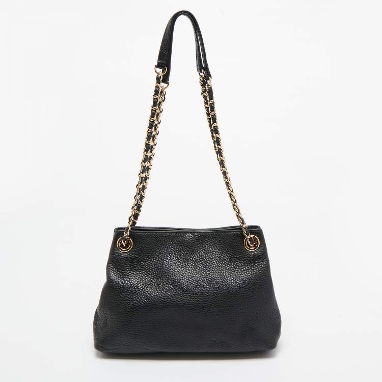 Pre Owned MICHAEL Michael Kors Black Pebbled Leather Chain Shoulder Bag