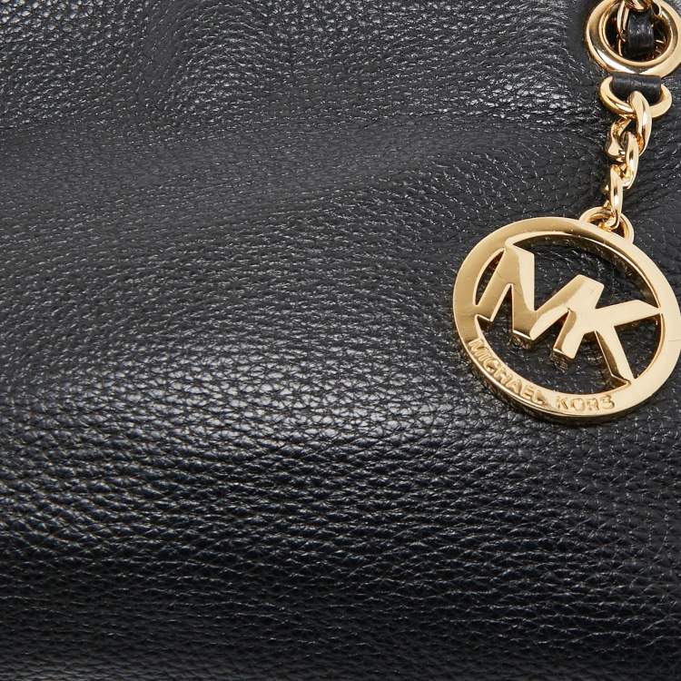 Pre Owned MICHAEL Michael Kors Black Pebbled Leather Chain Shoulder Bag