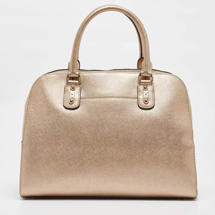 Pre Owned MICHAEL Michael Kors Gold Leather Satchel