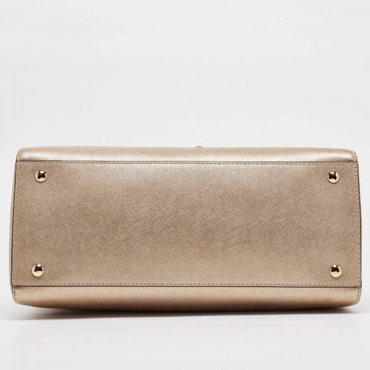 Pre Owned MICHAEL Michael Kors Gold Leather Satchel