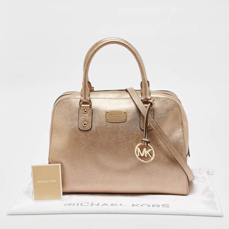 Pre Owned MICHAEL Michael Kors Gold Leather Satchel