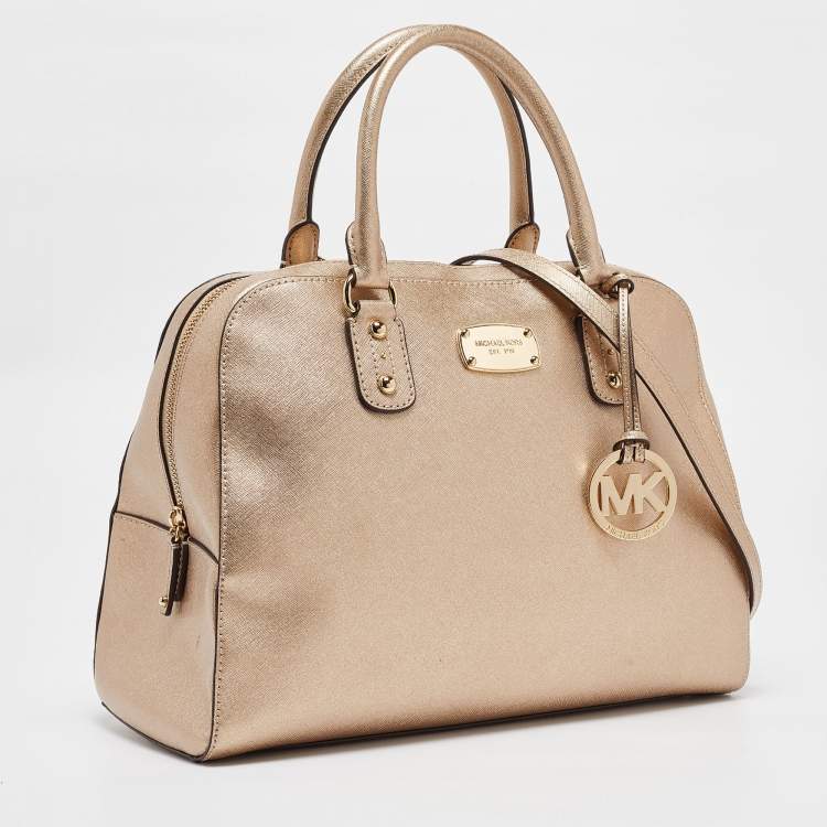 Pre Owned MICHAEL Michael Kors Gold Leather Satchel