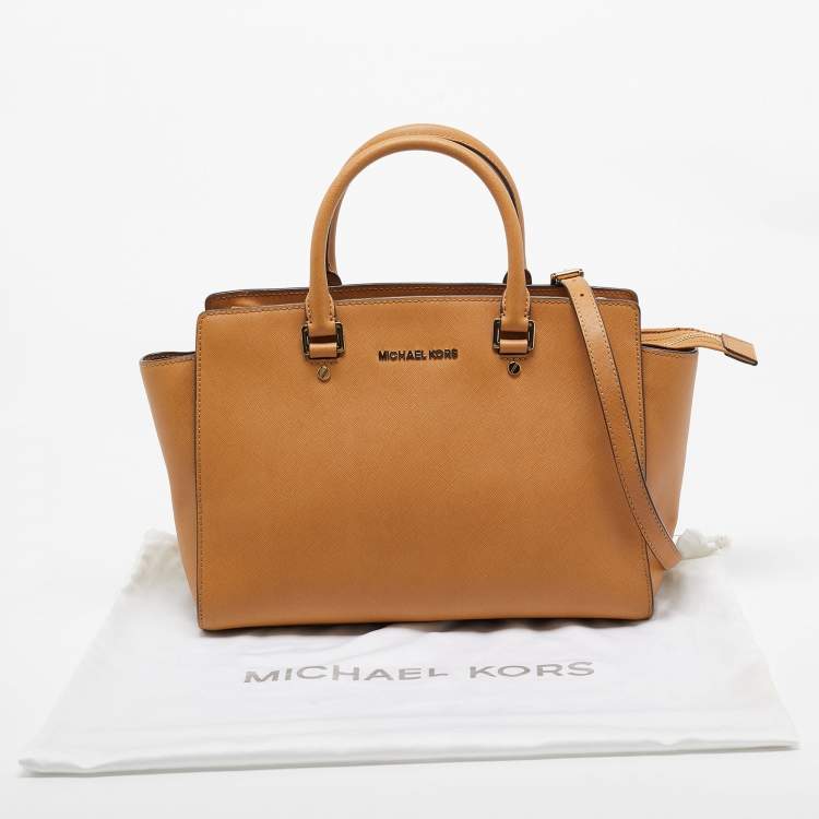 Pre Owned MICHAEL Michael Kors Beige Leather Large Selma Tote