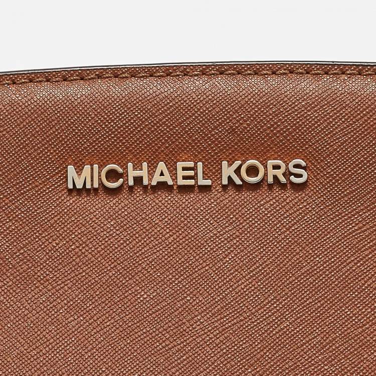 Pre Owned MICHAEL Michael Kors Brown Leather Small Selma Crossbody Bag