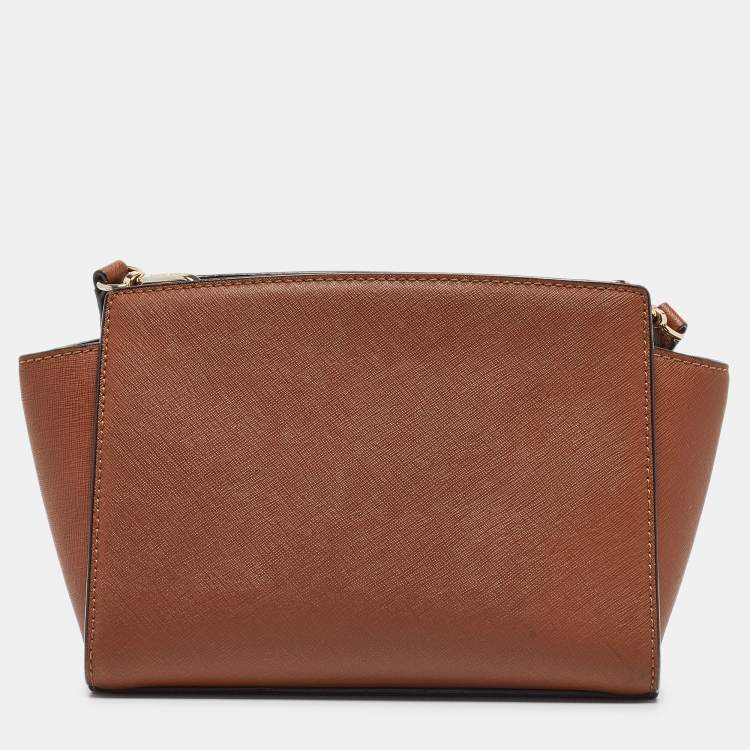 Pre Owned MICHAEL Michael Kors Brown Leather Small Selma Crossbody Bag