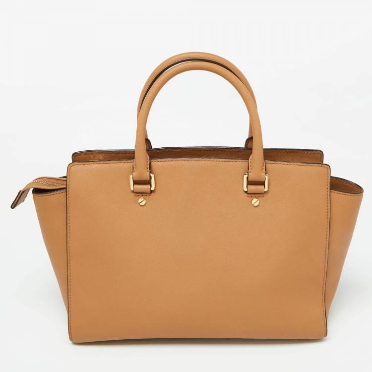 Pre Owned MICHAEL Michael Kors Tan Leather Medium Selma Tote