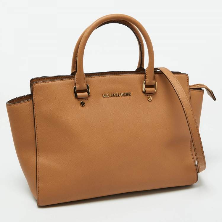 Pre Owned MICHAEL Michael Kors Tan Leather Medium Selma Tote