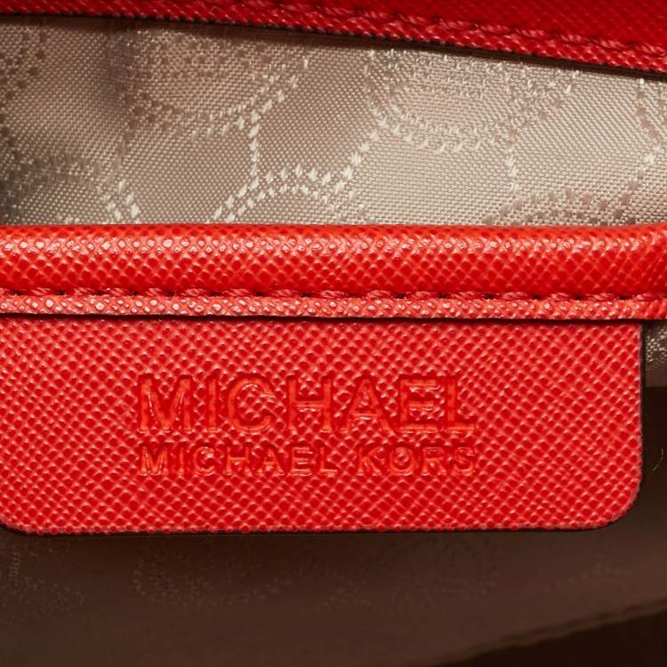 Pre Owned MICHAEL Michael Kors Red Saffiano Leather Large Selma Tote