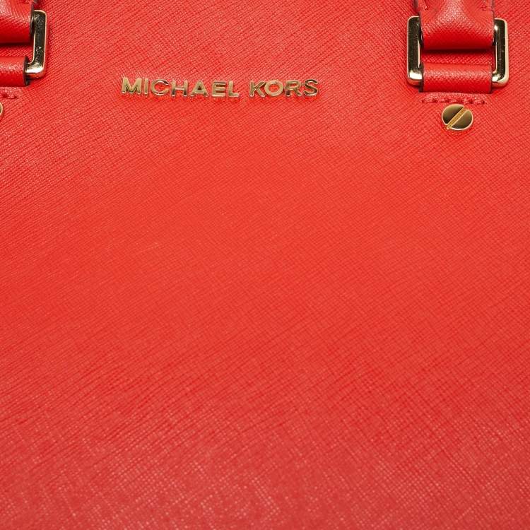 Pre Owned MICHAEL Michael Kors Red Saffiano Leather Large Selma Tote