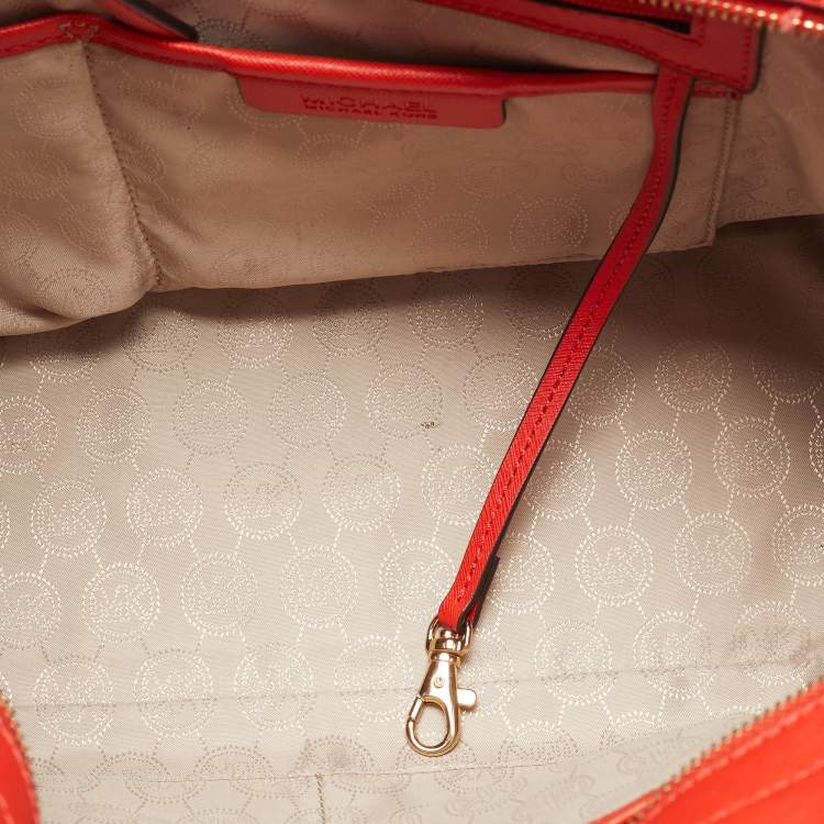 Pre Owned MICHAEL Michael Kors Red Saffiano Leather Large Selma Tote