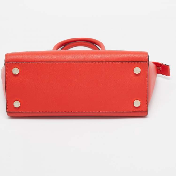 Pre Owned MICHAEL Michael Kors Red Saffiano Leather Large Selma Tote