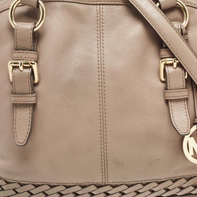 Pre Owned MICHAEL Michael Kors Beige Leather Gladstone Satchel