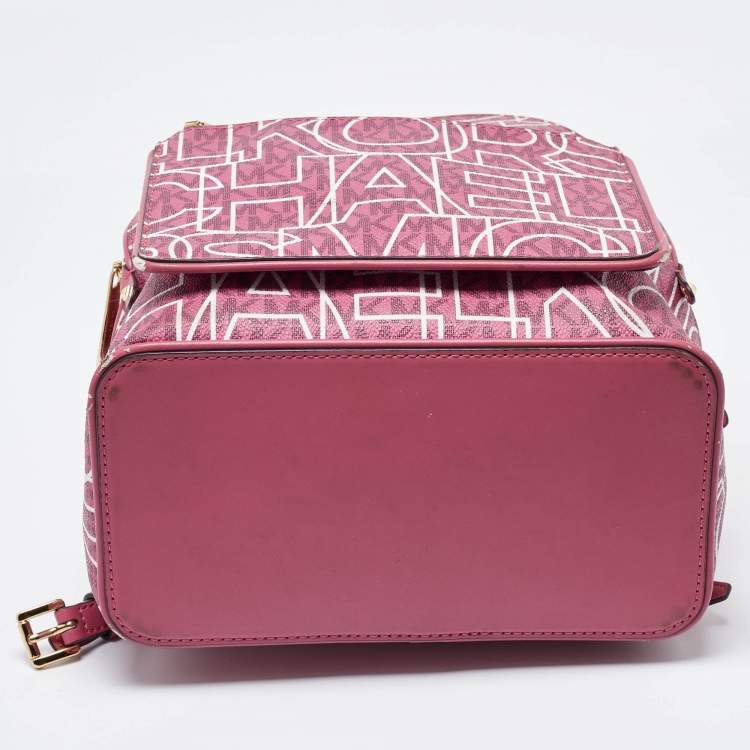 Pre Owned MICHAEL Michael Kors Pink Signature Coated Canvas and Leather Backpack