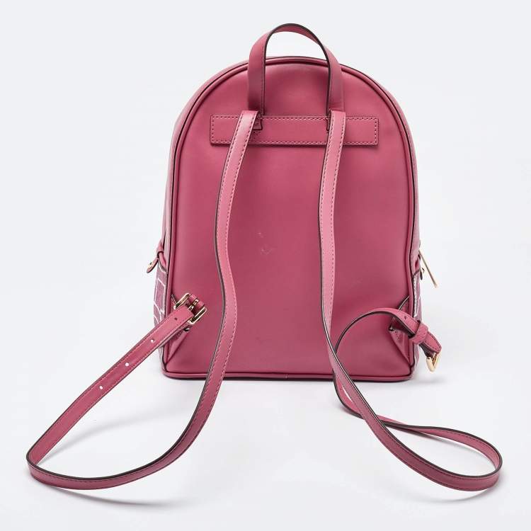 Pre Owned MICHAEL Michael Kors Pink Signature Coated Canvas and Leather Backpack