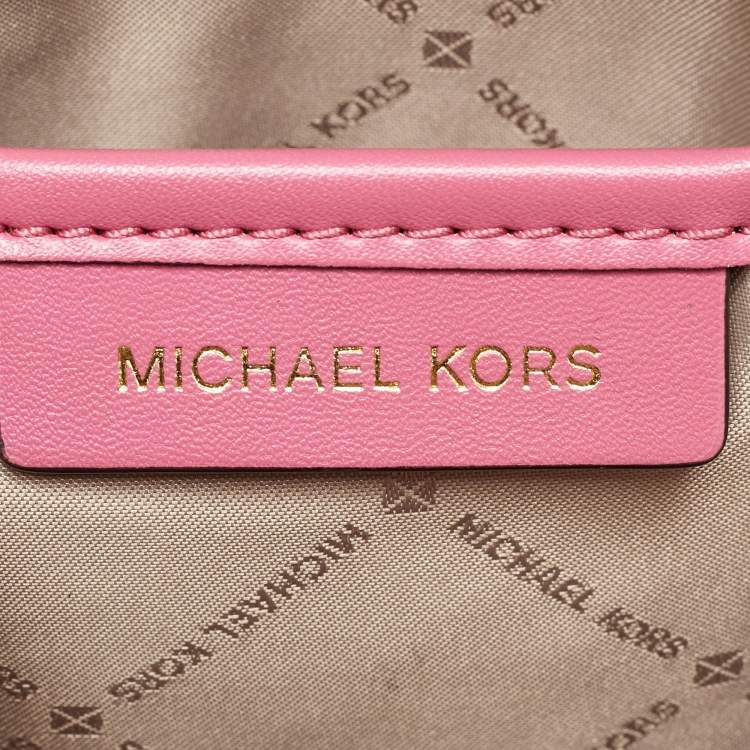 Pre Owned MICHAEL Michael Kors Pink Signature Coated Canvas and Leather Backpack