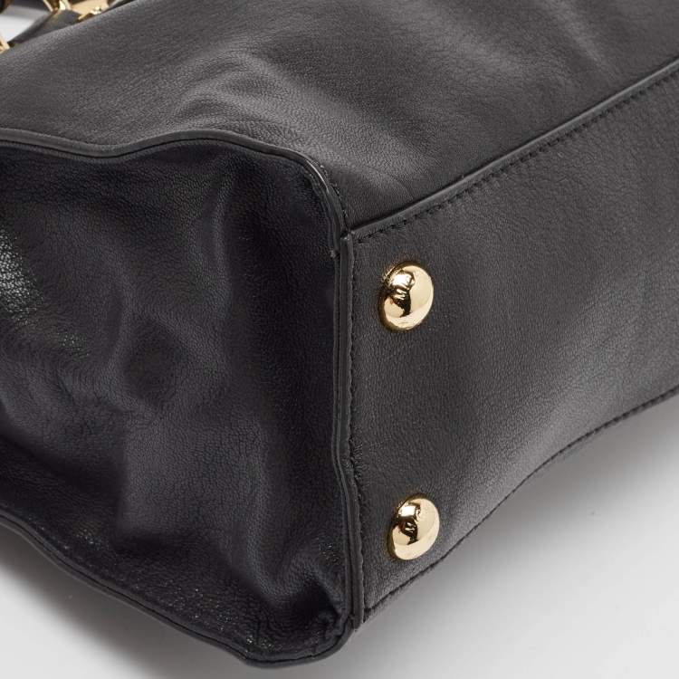 Pre Owned MICHAEL Michael Kors Black Leather Medium Hamilton East West Tote